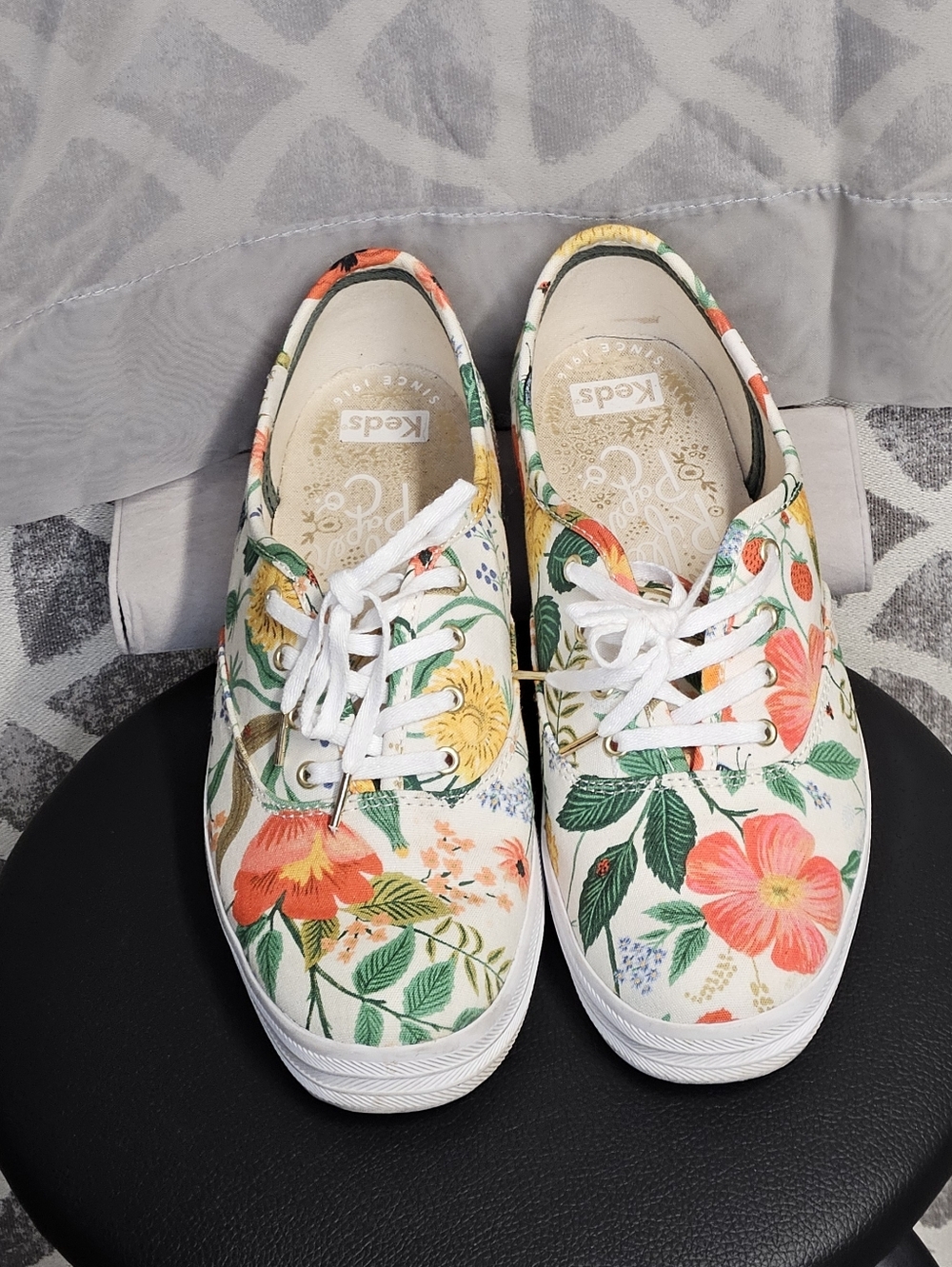 Keds Rifle Paper Co Champion Low Profile Floral Garden Canvas Lace Up Sneakers - Picture 2 of 10